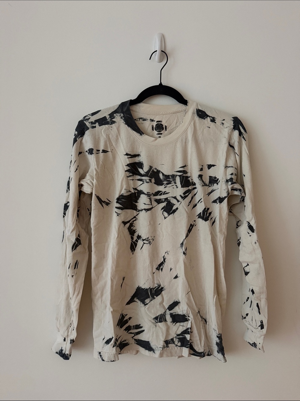 Black and Cream Long Sleeve Tie Dye Shirt